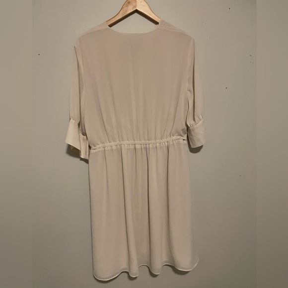 H&M cream chiffon drawstring waist midi dress size large - Picture 4 of 11
